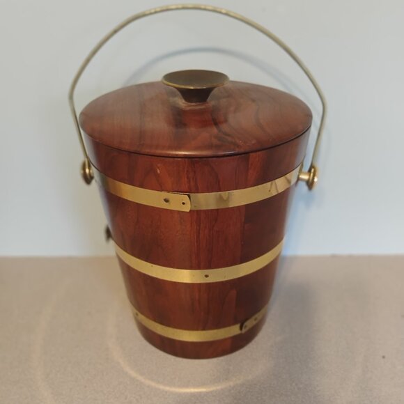 Vermillion Vintage Walnut and Brass Ice Bucket - Picture 3 of 4